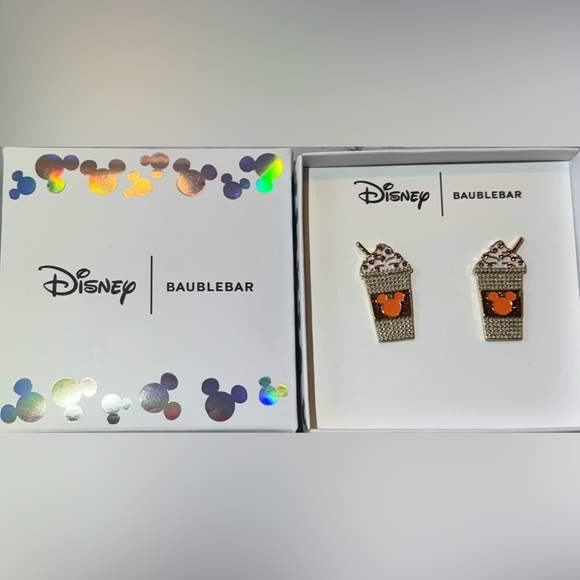 Disney X Baublebar Mickey Mouse Cappuccino Latte Cup Shaped Fall Earrings - Picture 3 of 6